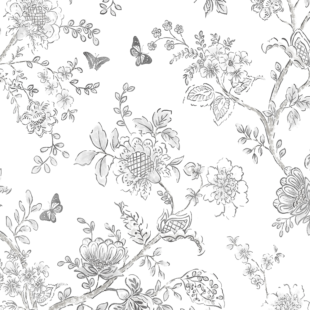Patton Wallcoverings FH37540 Farmhouse Living Butterfly Toile Wallpaper